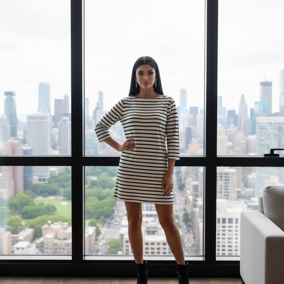 H&M Dresses & Skirts - Vintage Preppy Nautical Boatneck Striped Sweater Dress